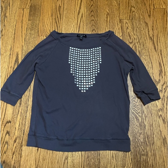 3/$25 UK2LA 3/4 gray cotton shirt with metal flat studs - Picture 1 of 3